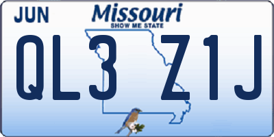 MO license plate QL3Z1J