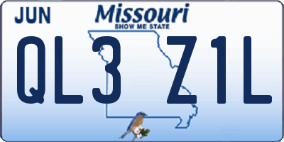 MO license plate QL3Z1L
