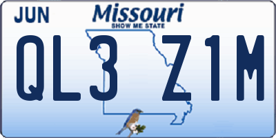 MO license plate QL3Z1M
