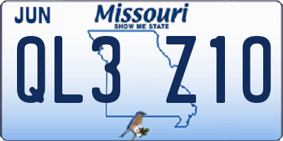 MO license plate QL3Z1O