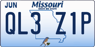 MO license plate QL3Z1P