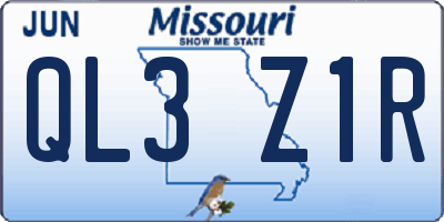 MO license plate QL3Z1R