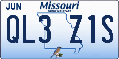 MO license plate QL3Z1S