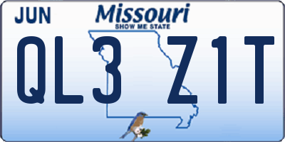 MO license plate QL3Z1T