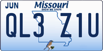 MO license plate QL3Z1U