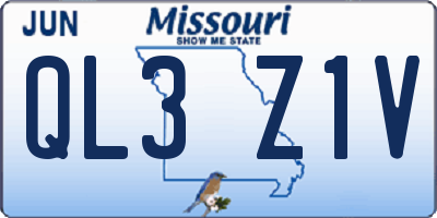 MO license plate QL3Z1V