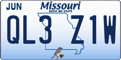 MO license plate QL3Z1W
