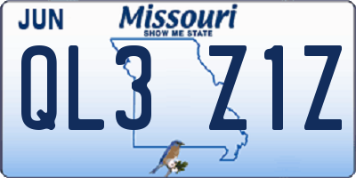 MO license plate QL3Z1Z