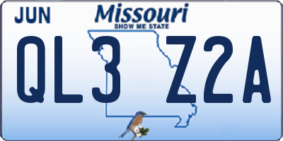 MO license plate QL3Z2A