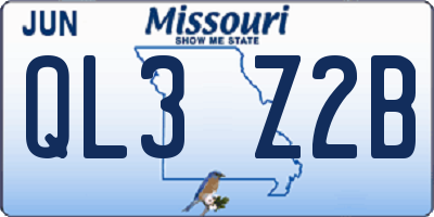 MO license plate QL3Z2B