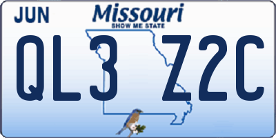 MO license plate QL3Z2C