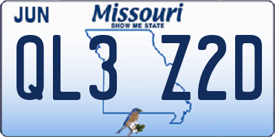 MO license plate QL3Z2D
