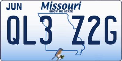 MO license plate QL3Z2G