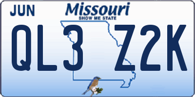 MO license plate QL3Z2K