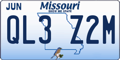 MO license plate QL3Z2M