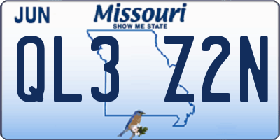 MO license plate QL3Z2N