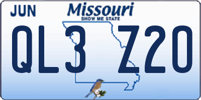 MO license plate QL3Z2O