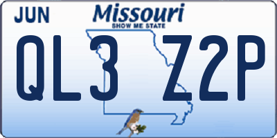 MO license plate QL3Z2P