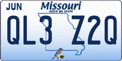 MO license plate QL3Z2Q