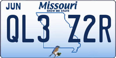 MO license plate QL3Z2R