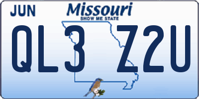 MO license plate QL3Z2U