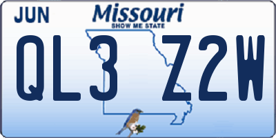 MO license plate QL3Z2W