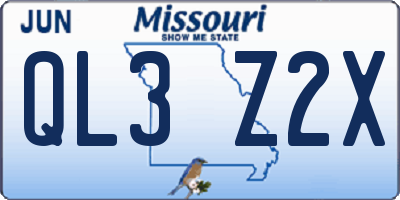 MO license plate QL3Z2X