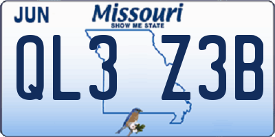 MO license plate QL3Z3B