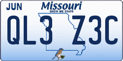 MO license plate QL3Z3C