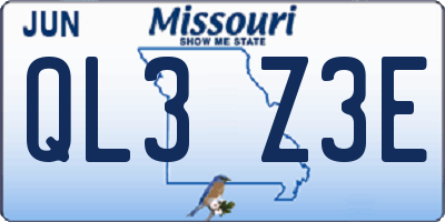 MO license plate QL3Z3E
