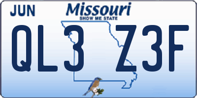 MO license plate QL3Z3F