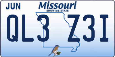 MO license plate QL3Z3I