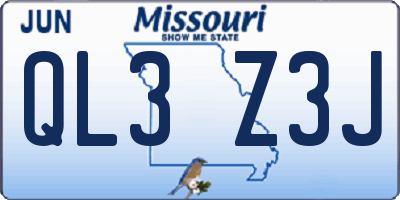 MO license plate QL3Z3J