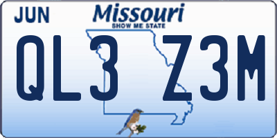 MO license plate QL3Z3M