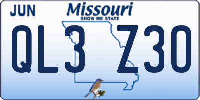 MO license plate QL3Z3O