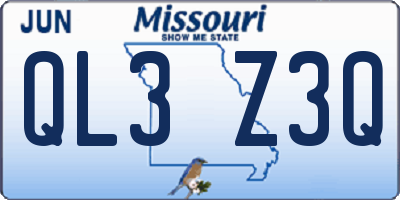 MO license plate QL3Z3Q