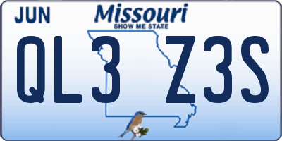 MO license plate QL3Z3S