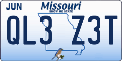 MO license plate QL3Z3T