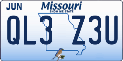 MO license plate QL3Z3U