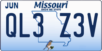 MO license plate QL3Z3V