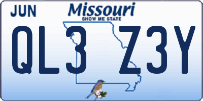 MO license plate QL3Z3Y