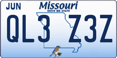 MO license plate QL3Z3Z