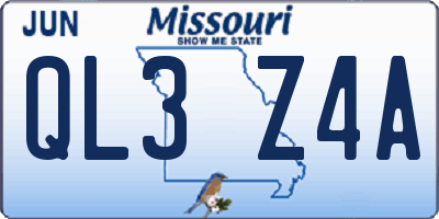 MO license plate QL3Z4A
