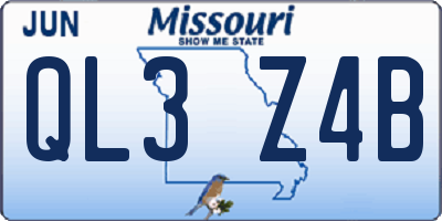 MO license plate QL3Z4B