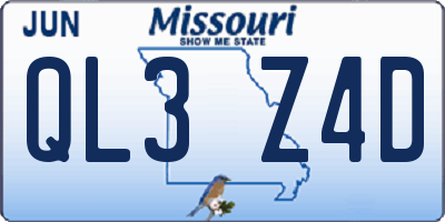 MO license plate QL3Z4D