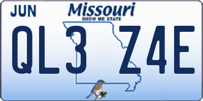 MO license plate QL3Z4E
