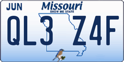 MO license plate QL3Z4F