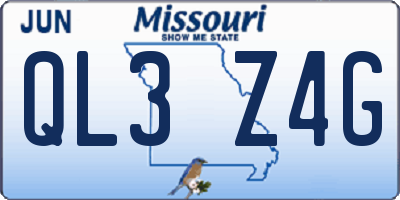 MO license plate QL3Z4G