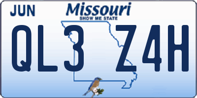 MO license plate QL3Z4H