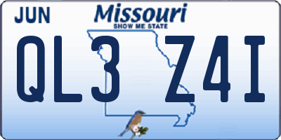 MO license plate QL3Z4I